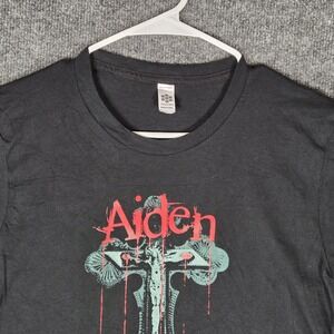 Aiden Band T Shirt Black Graphic Tee American Apparel USA Made Post Hardcore L